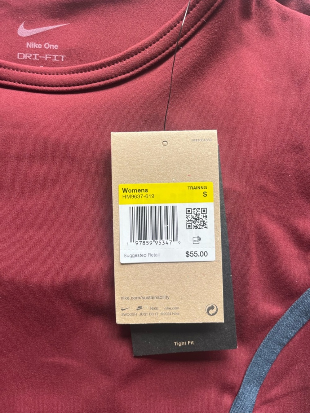 NWT Nike One Dri-FIT Tight Fitted Crop Top Dark Team Red Small - Picture 5 of 6